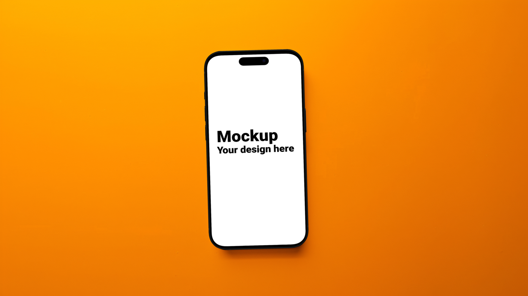 Mockup of black smartphone on orange background psd