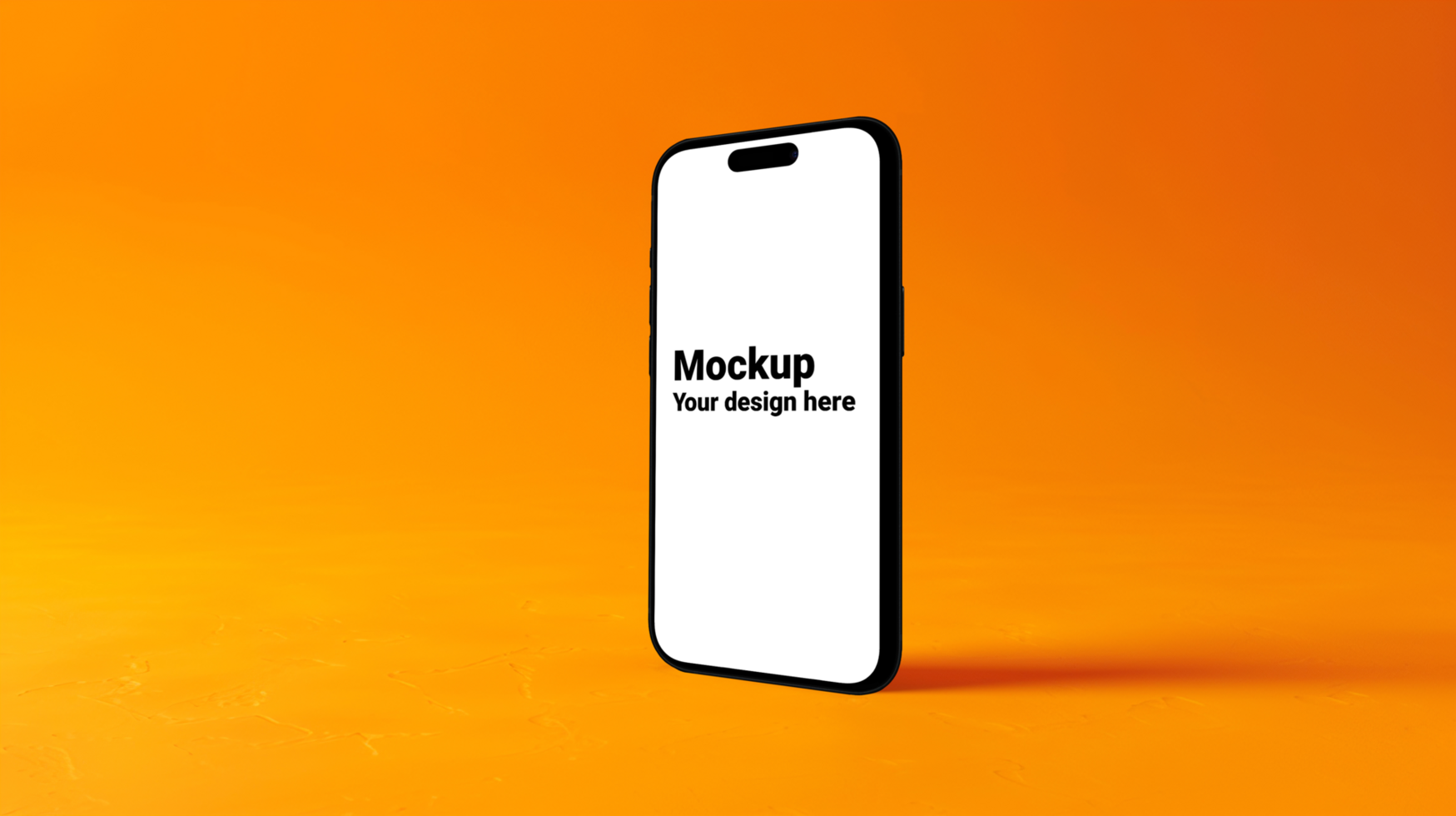 Mockup of black smartphone on orange background psd