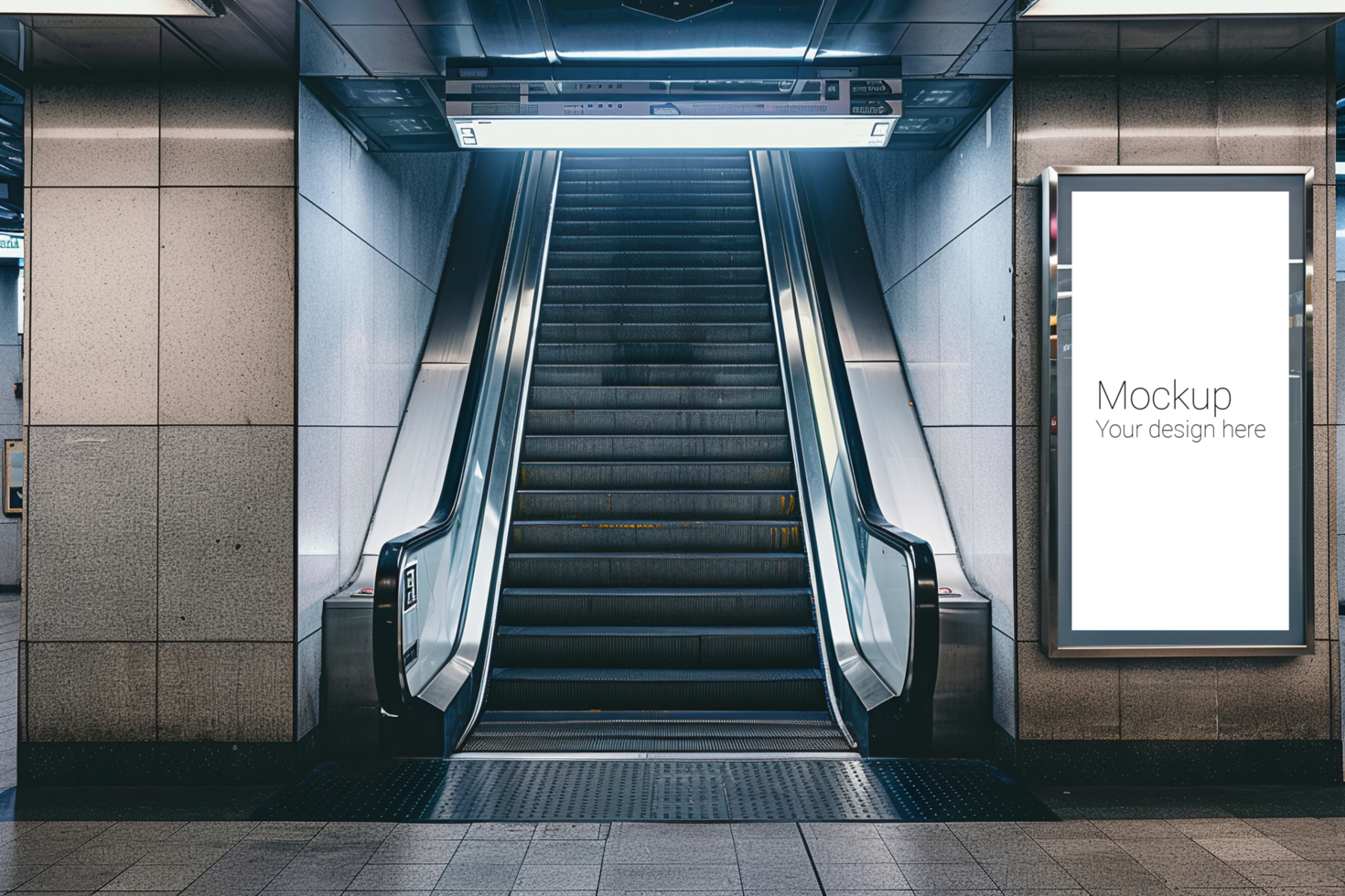 Mockup of street advertisement banner or billboard in subway or subway passage psd