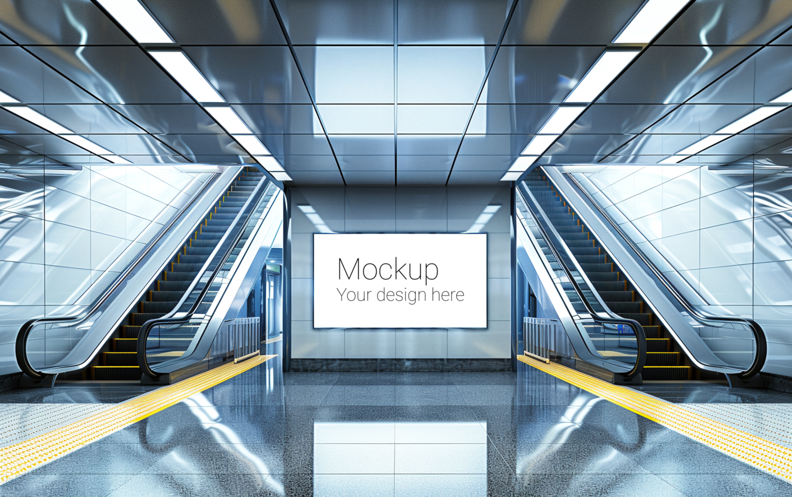 Mockup of street advertisement banner or billboard in subway or subway passage psd