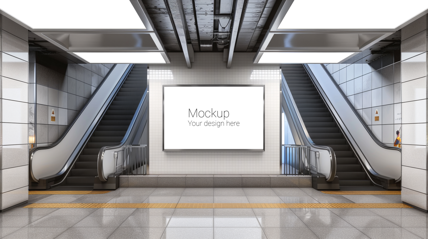 Mockup of street advertisement banner or billboard in subway or subway passage psd