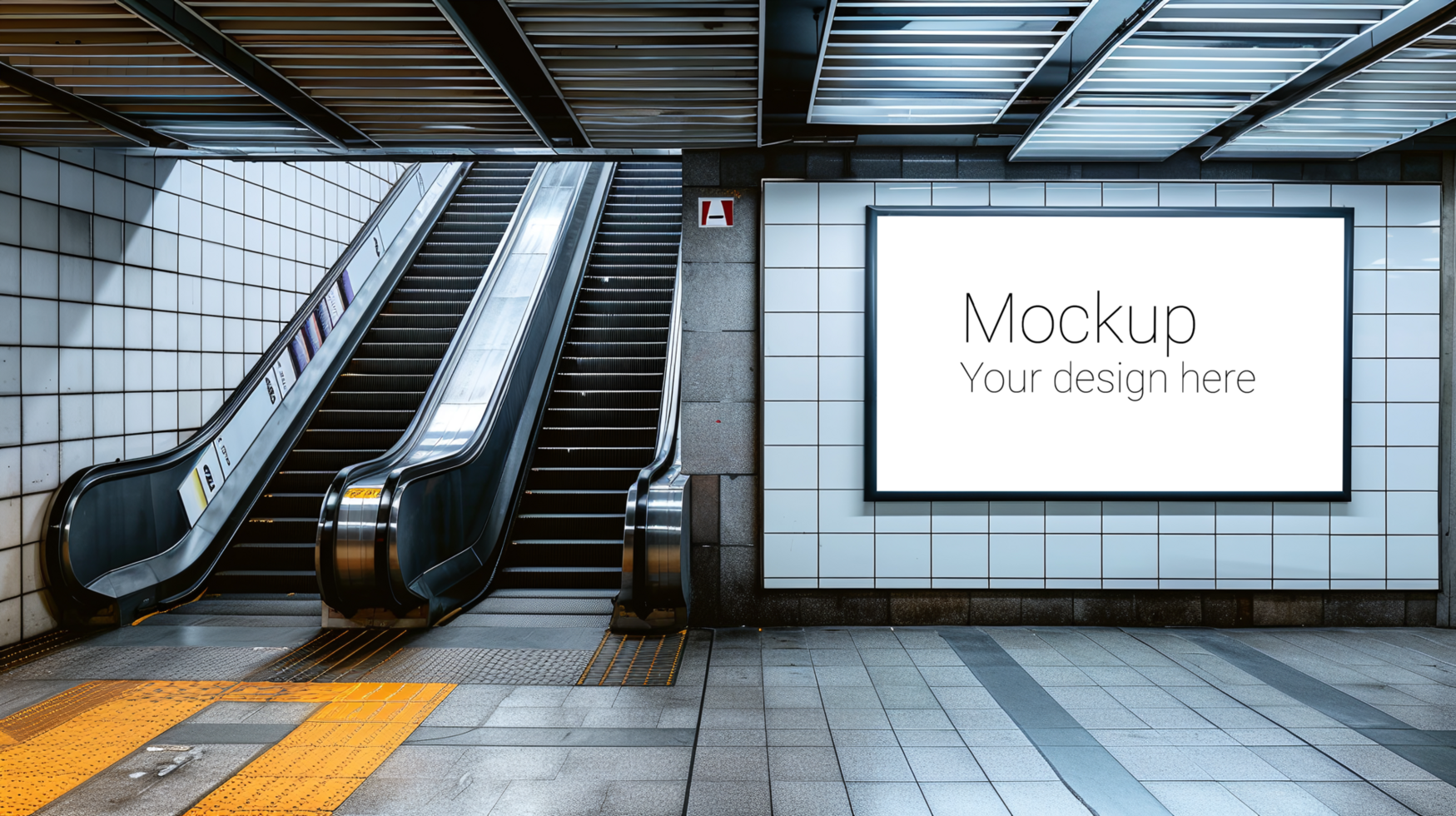 Mockup of street advertisement banner or billboard in subway or subway passage psd