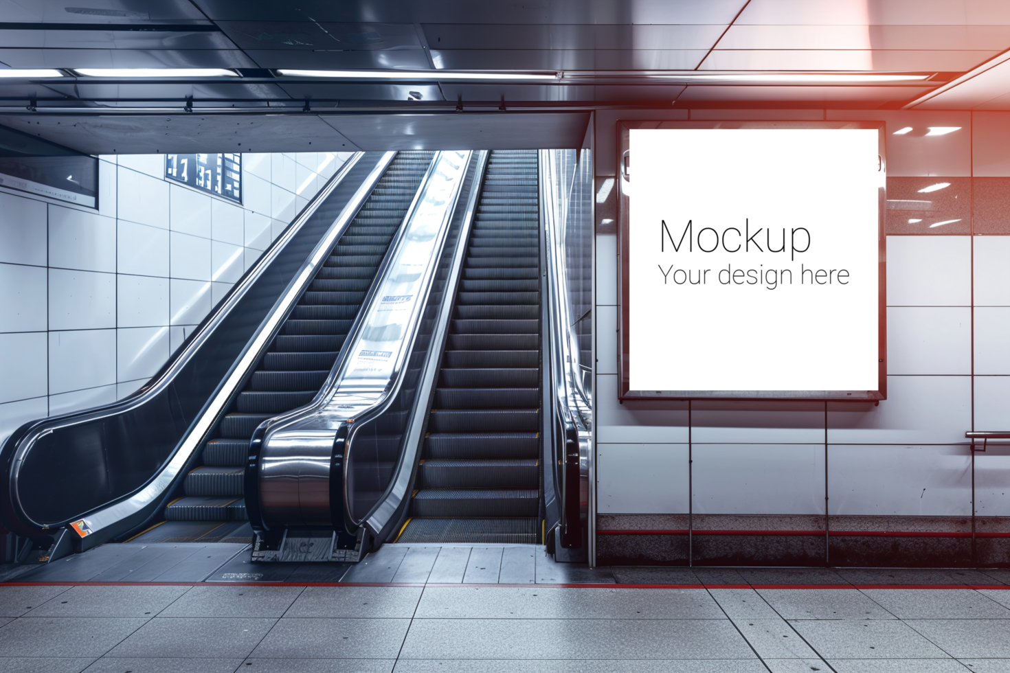 Mockup of street advertisement banner or billboard in subway or subway passage psd