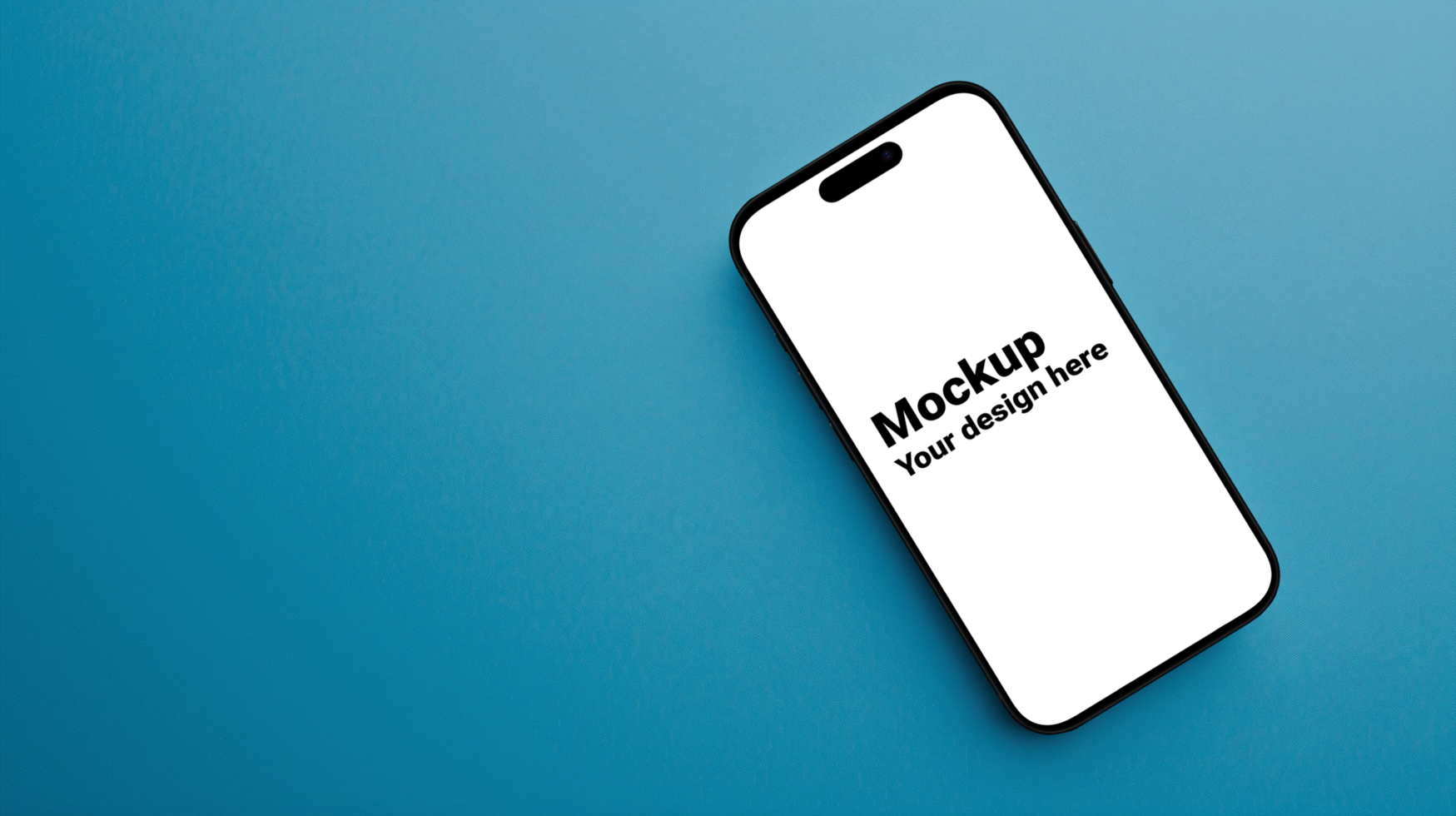 Mockup of black smartphone on blue background psd