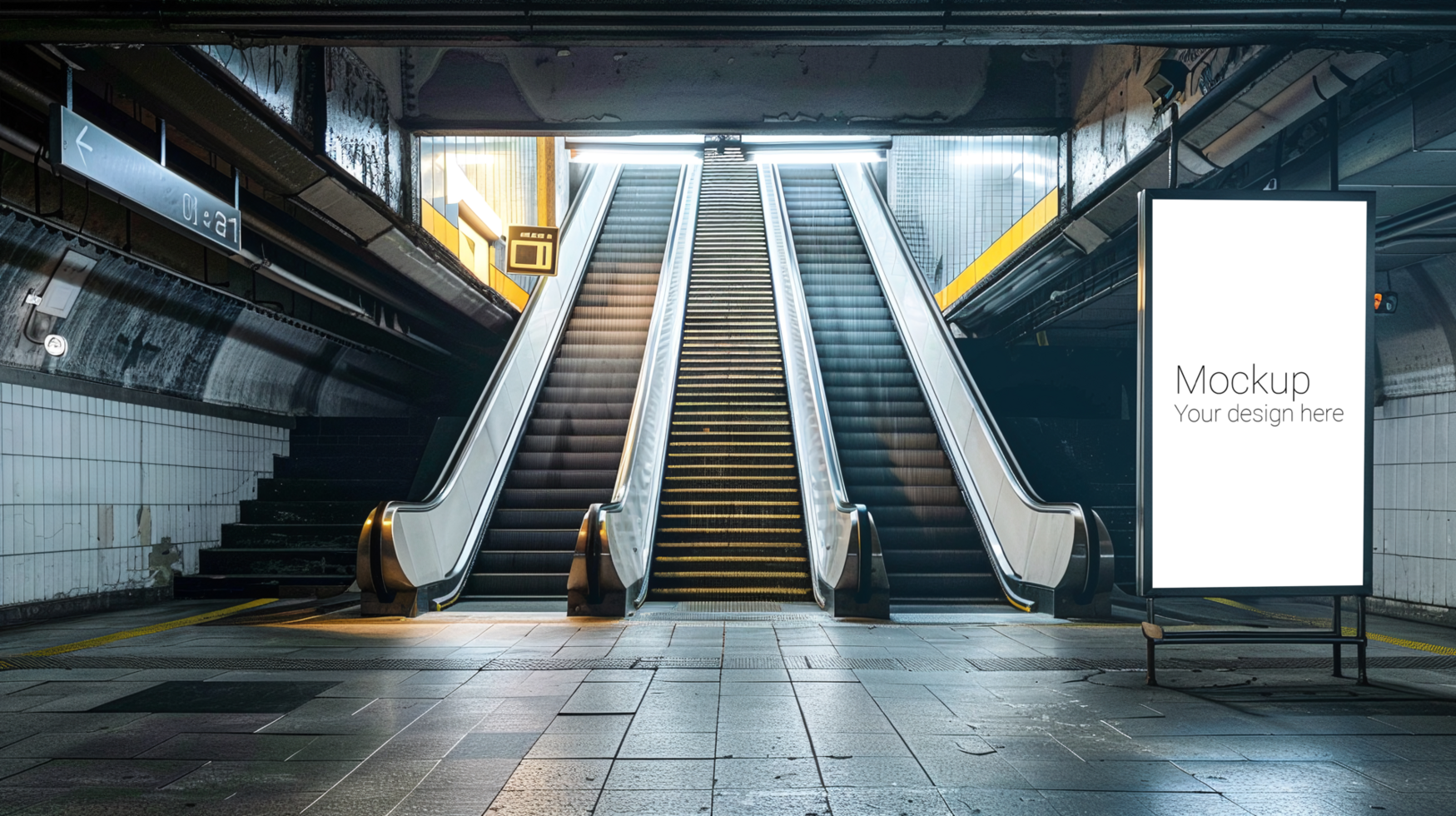 Mockup of street advertisement banner or billboard in subway or subway passage psd