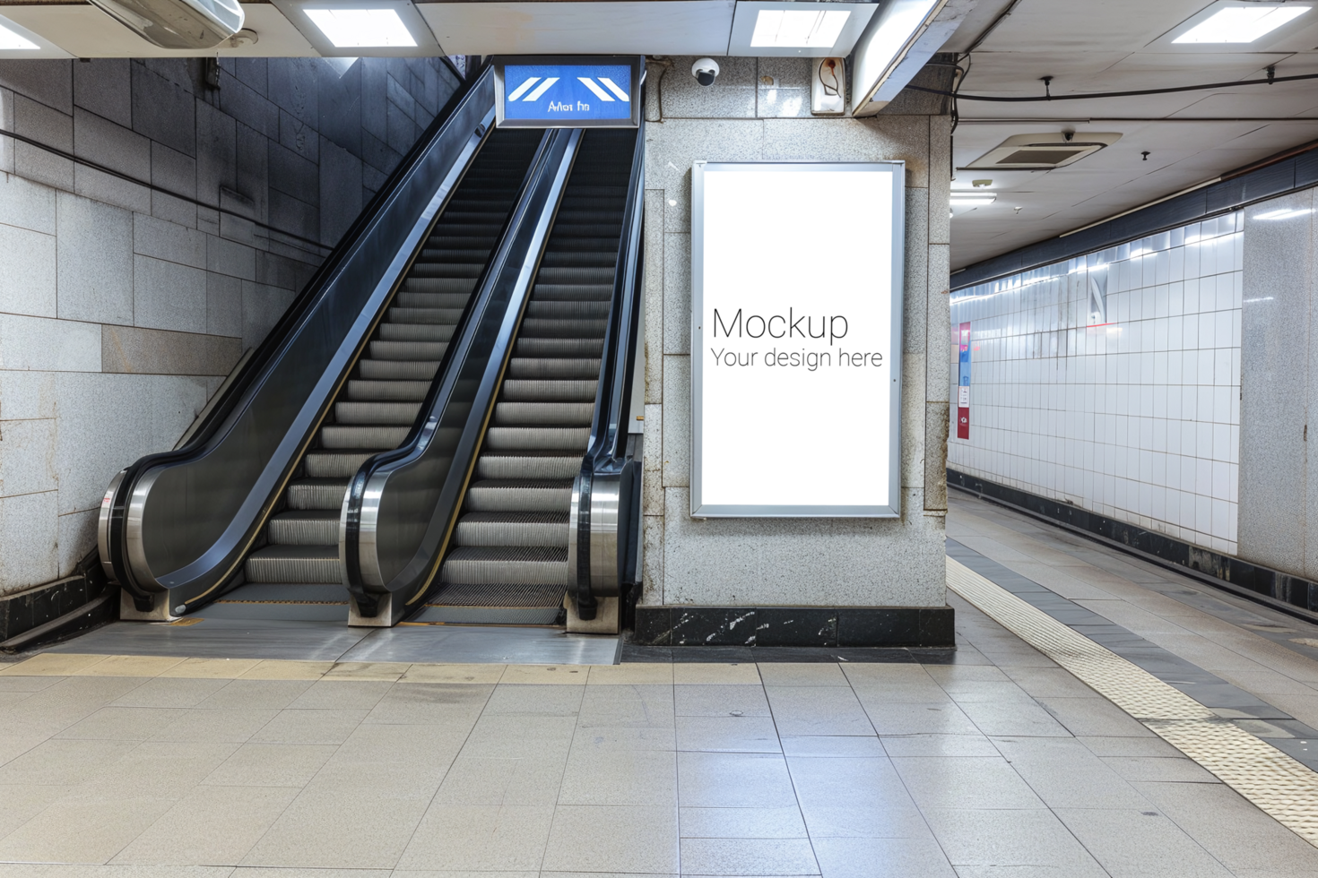Mockup of street advertisement banner or billboard in subway or subway passage psd