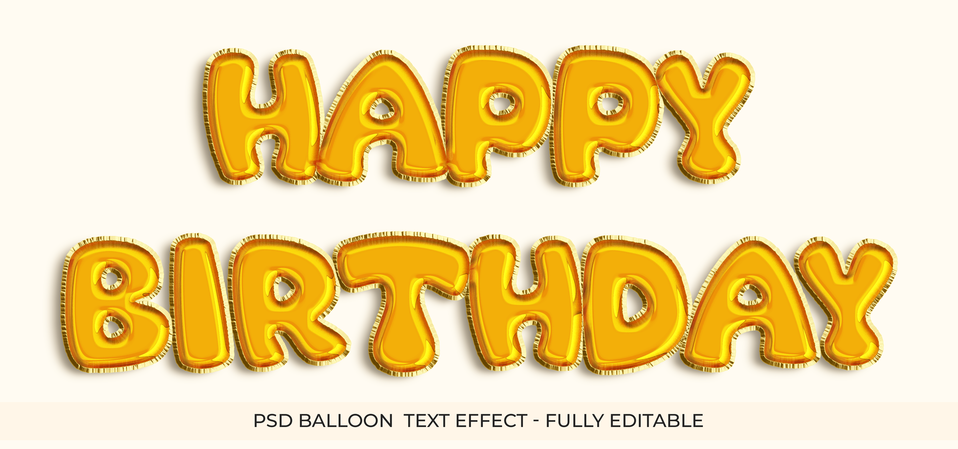 Editable golden balloon beautiful text effect psd