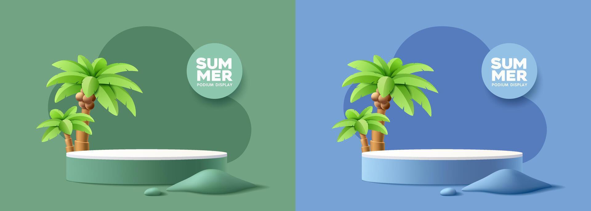 Summer podium display, two color design, banner on colorful background vector