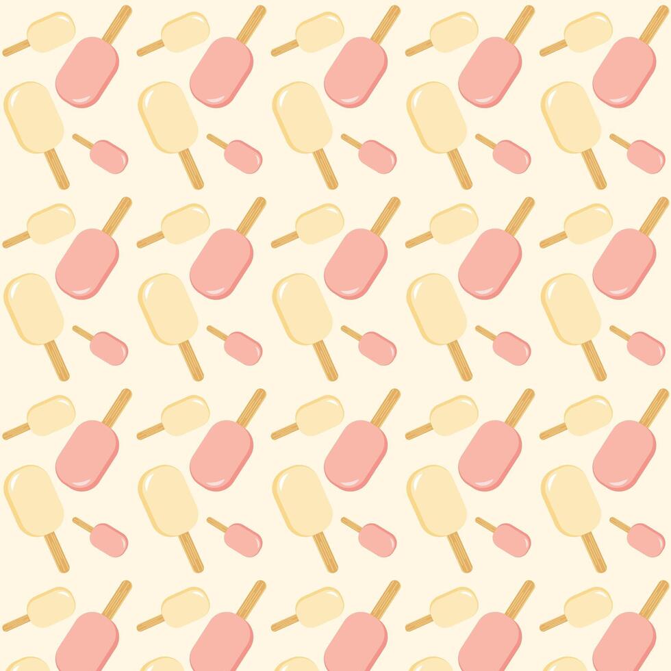 Ice cream seamless pattern. Delicious sweet street food. Cone waffle with filling, ice cream scoops in a cup, ice cream in a cone. Template for background, banner, card, poster. . vector
