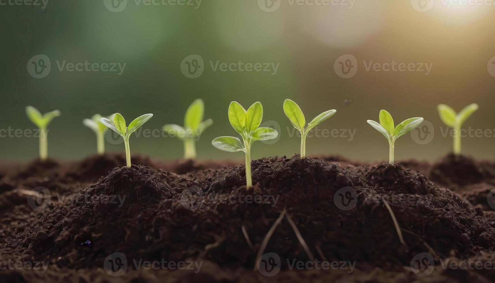 The Growth Begins Seedlings Emerging from Soil photo