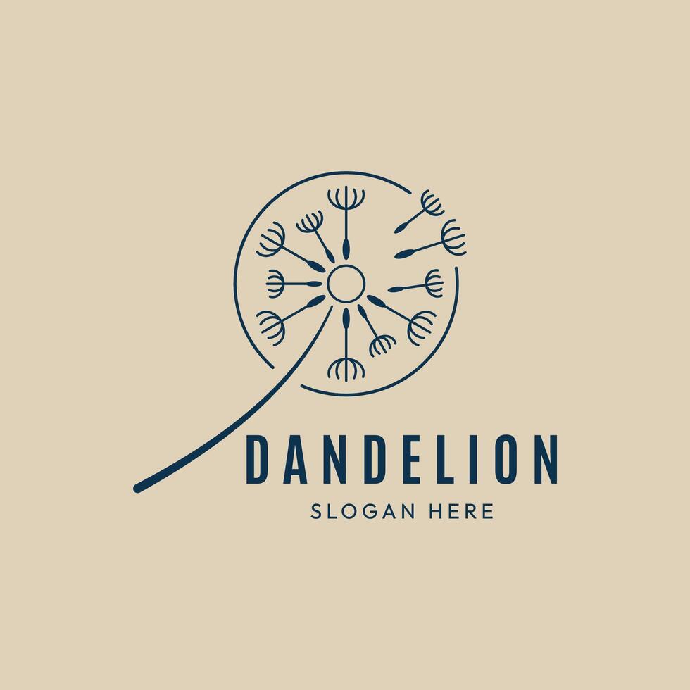 dandelion flower logo line art icon minimalist illustration design graphic template vector