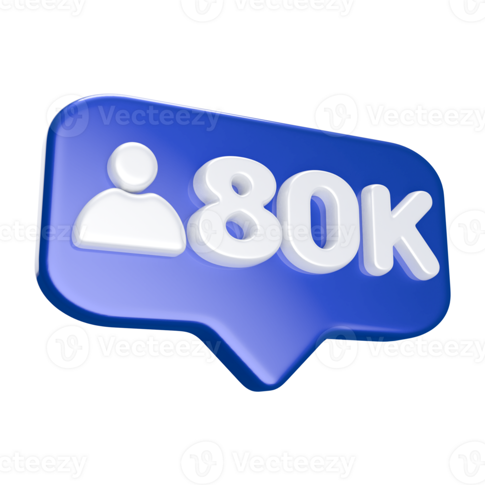 80k Follower 3D icon png