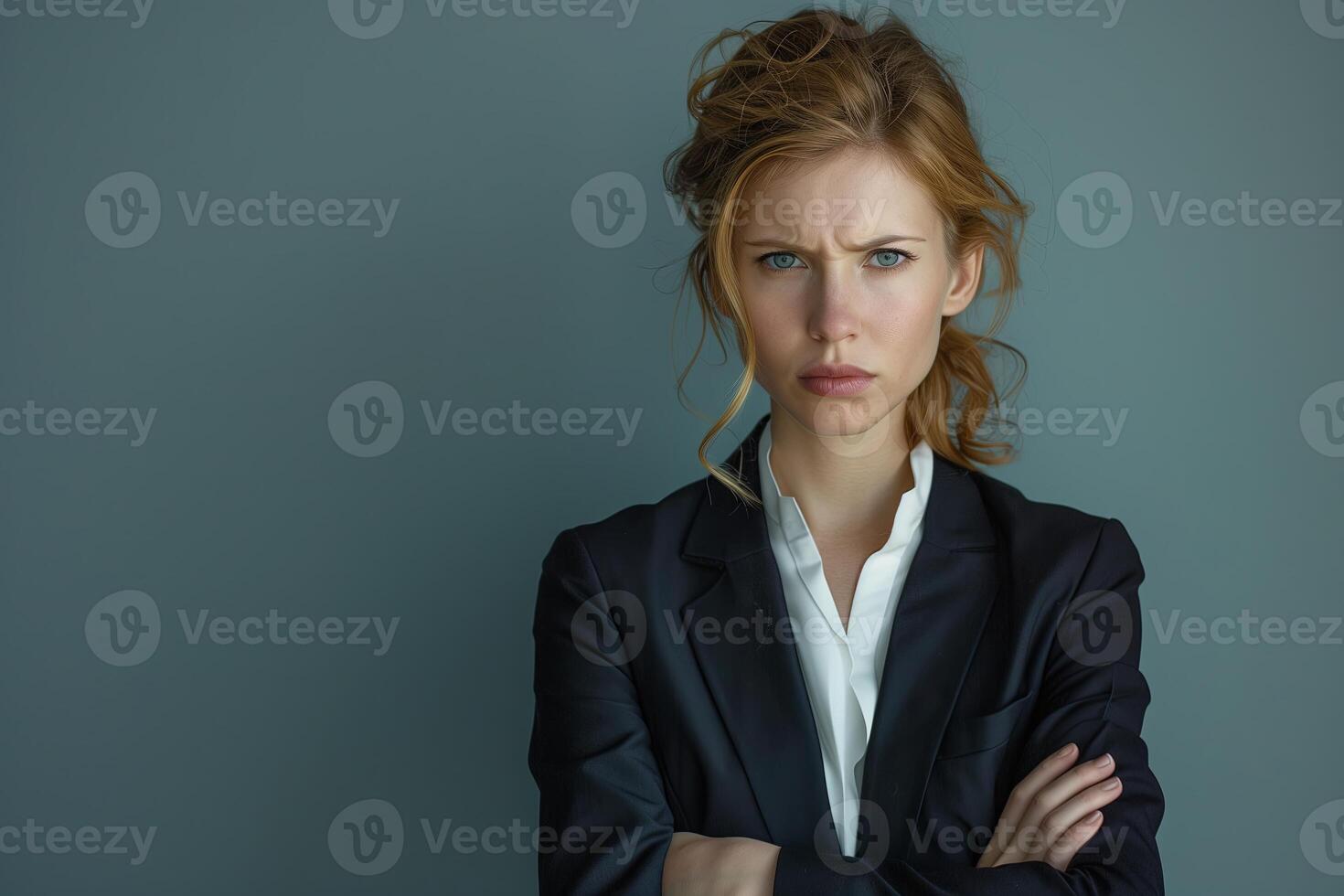 Young woman showing annoyance, portrait of a person in thought. Beauty underlined by a complex photo