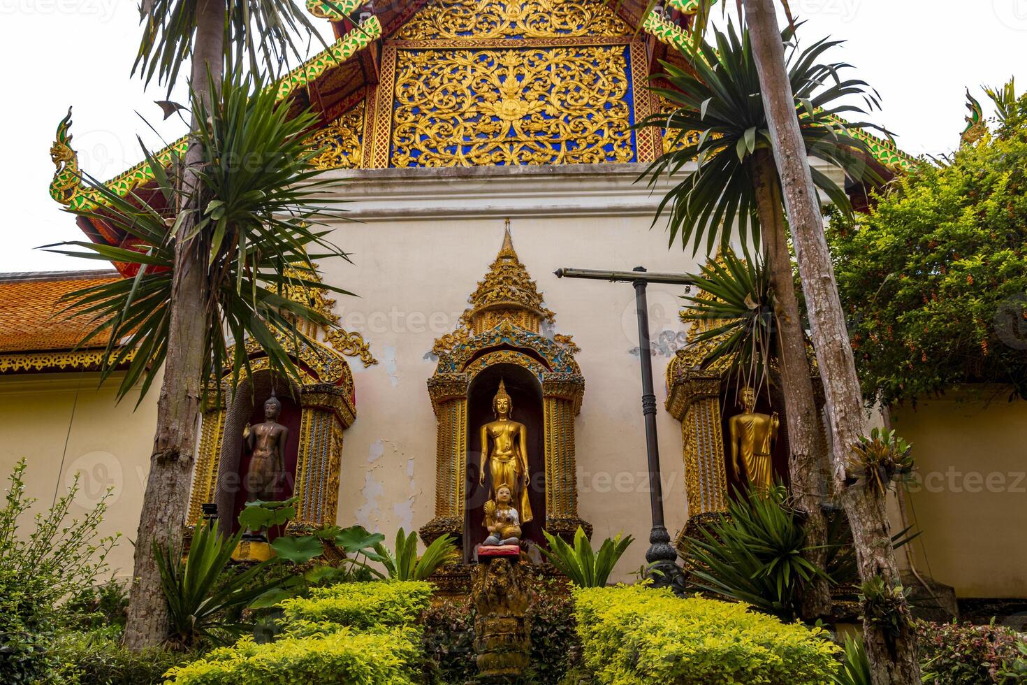 Golden Wat Phra That Doi Suthep temple building Chiang Mai Thailand. photo