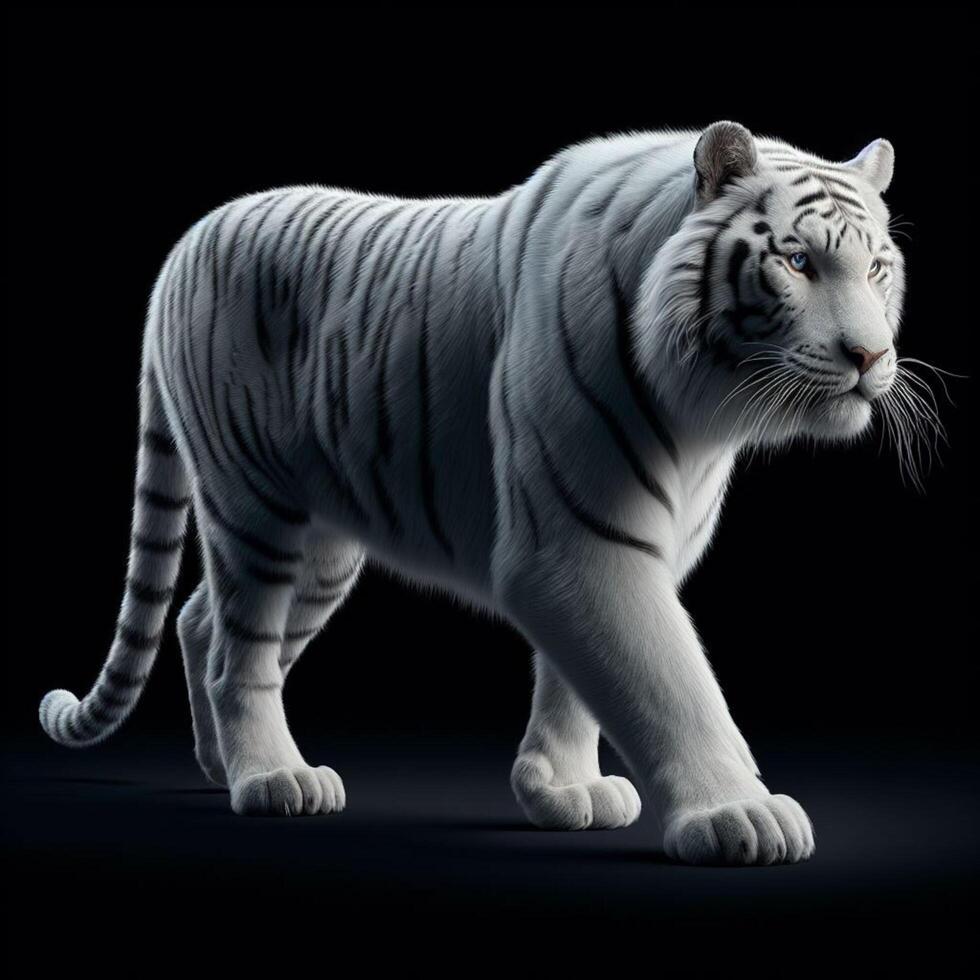 White tiger with black background photo