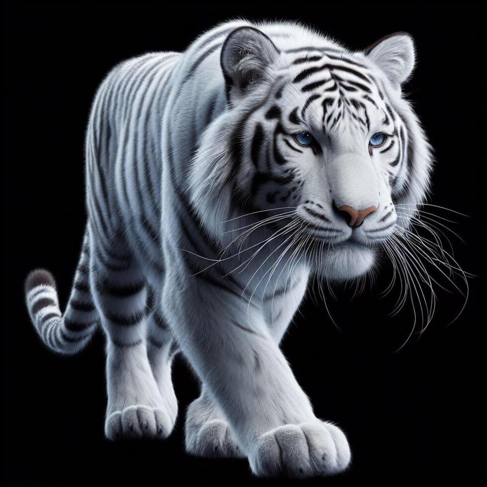 White tiger with black background photo