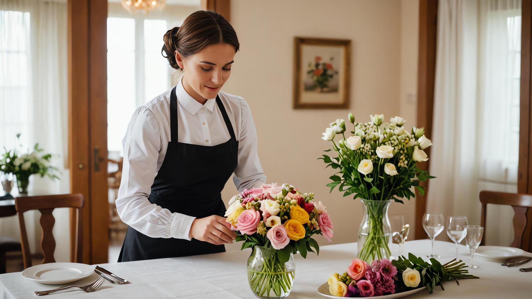 maid activities when taking care of the house photo