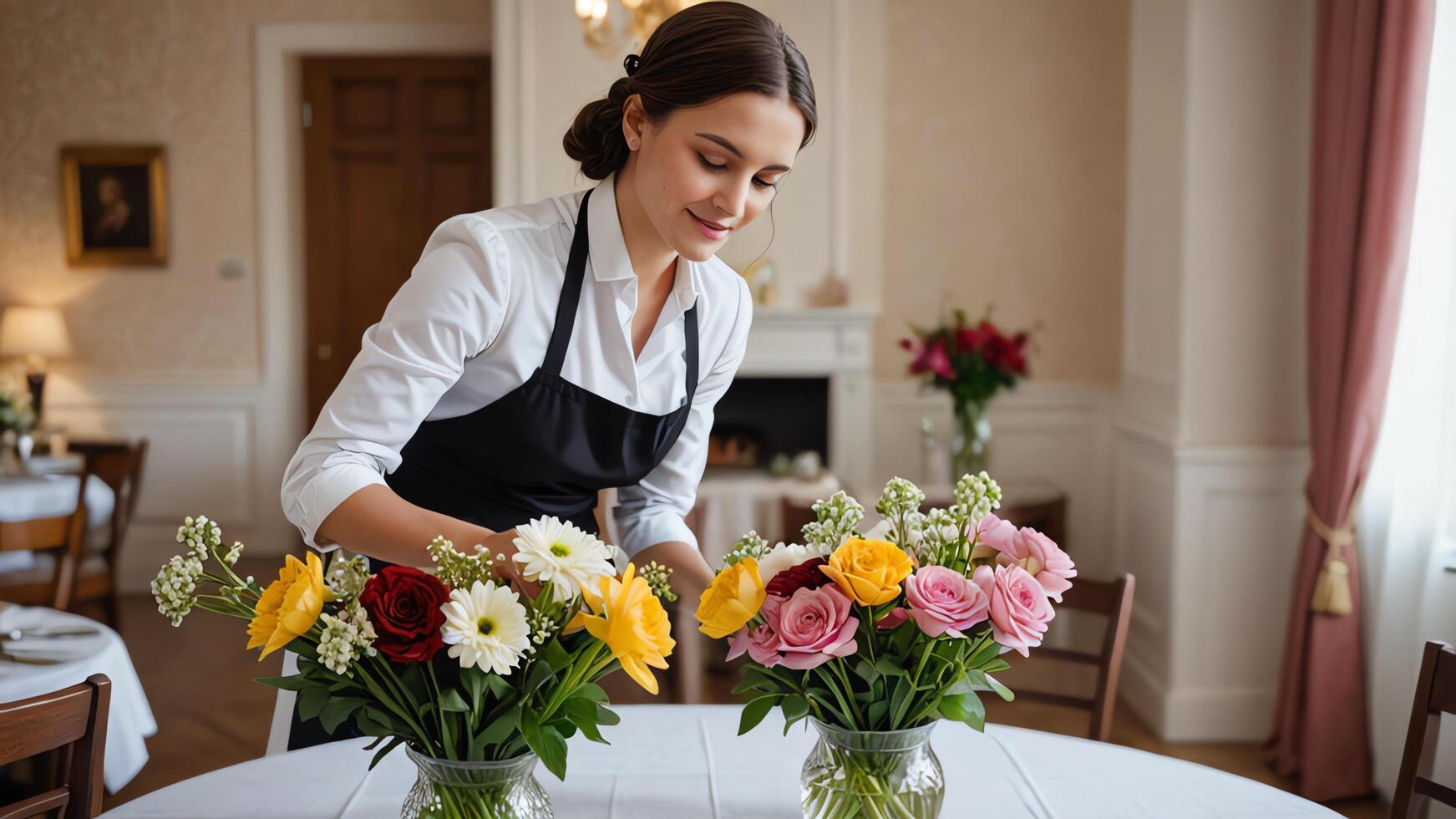 maid activities when taking care of the house photo