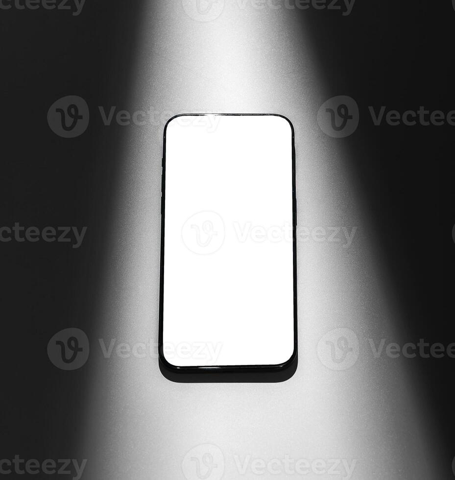 Mobile phone mock up, blank and clean design. Empty screen template, clear smartphone display photo