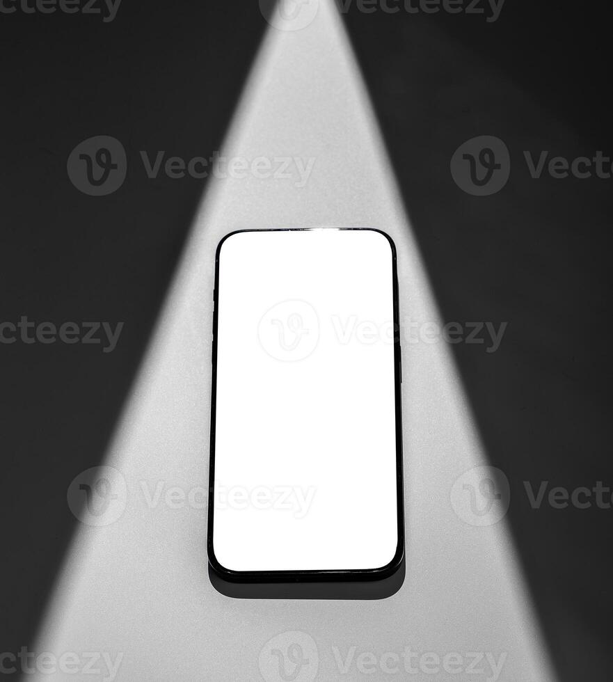 Mobile phone mock up, blank and clean design. Empty screen template, clear smartphone display photo