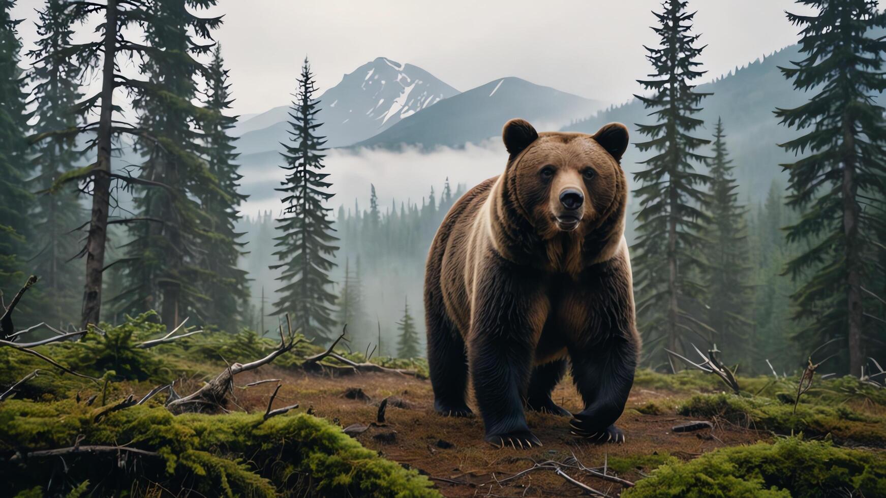 bear, animal portrait with amazing nature photo