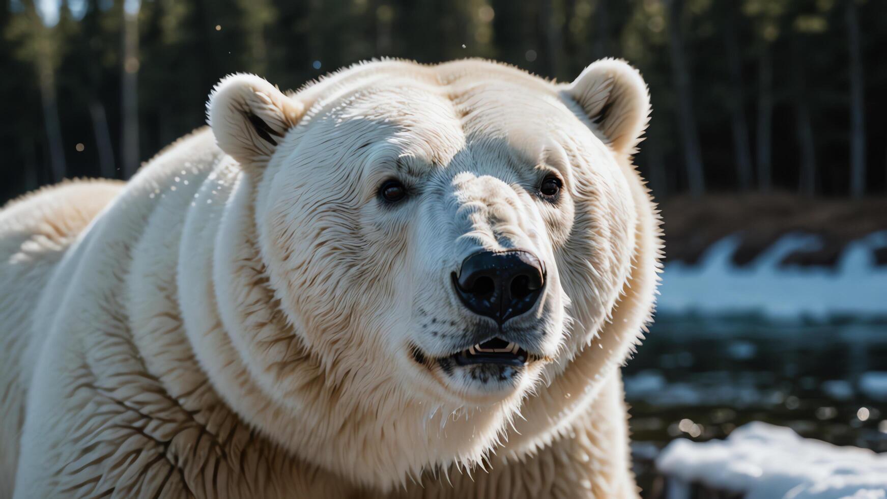 polar bear, animal portrait with Antarctic scenery and atmosphere photo
