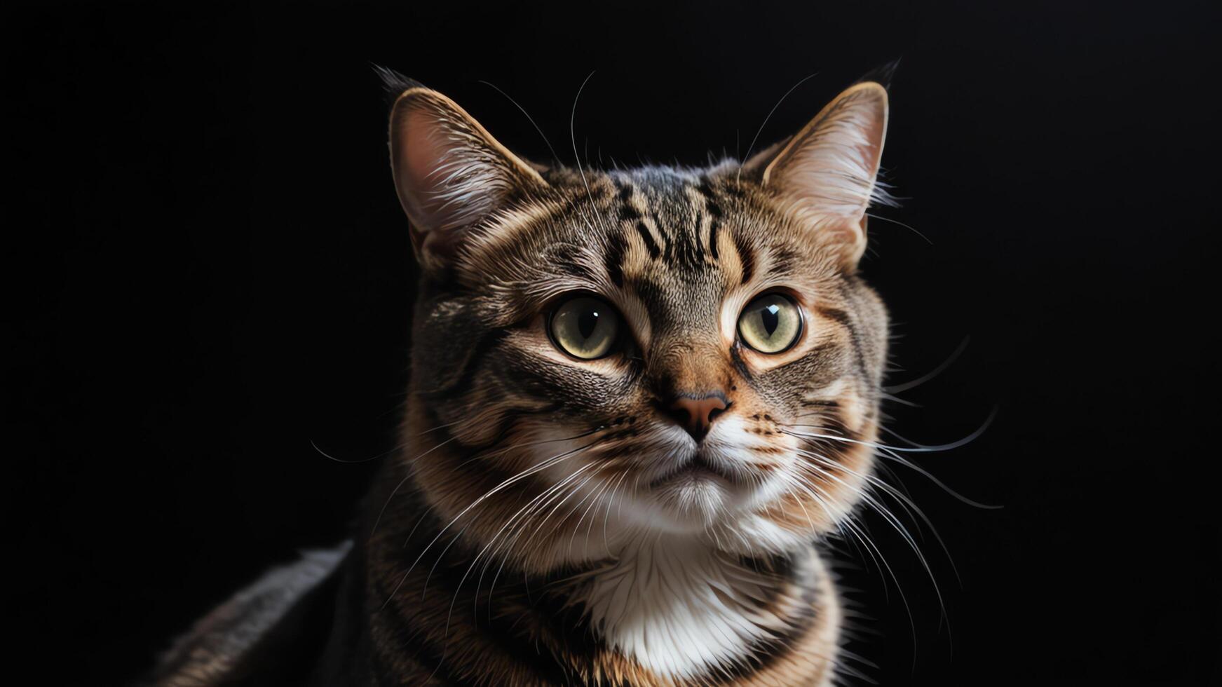 cat, portrait on black background photo