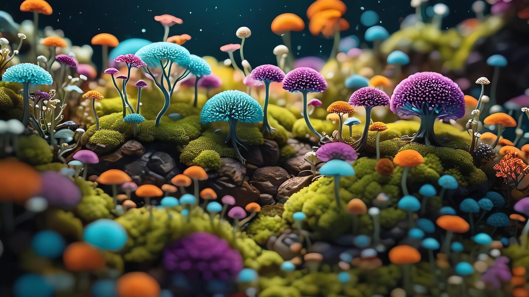 Abstract colorful microscopic structure of cells, neurons, veins, splash, circulation lines, microorganisms, micro dimensions photo