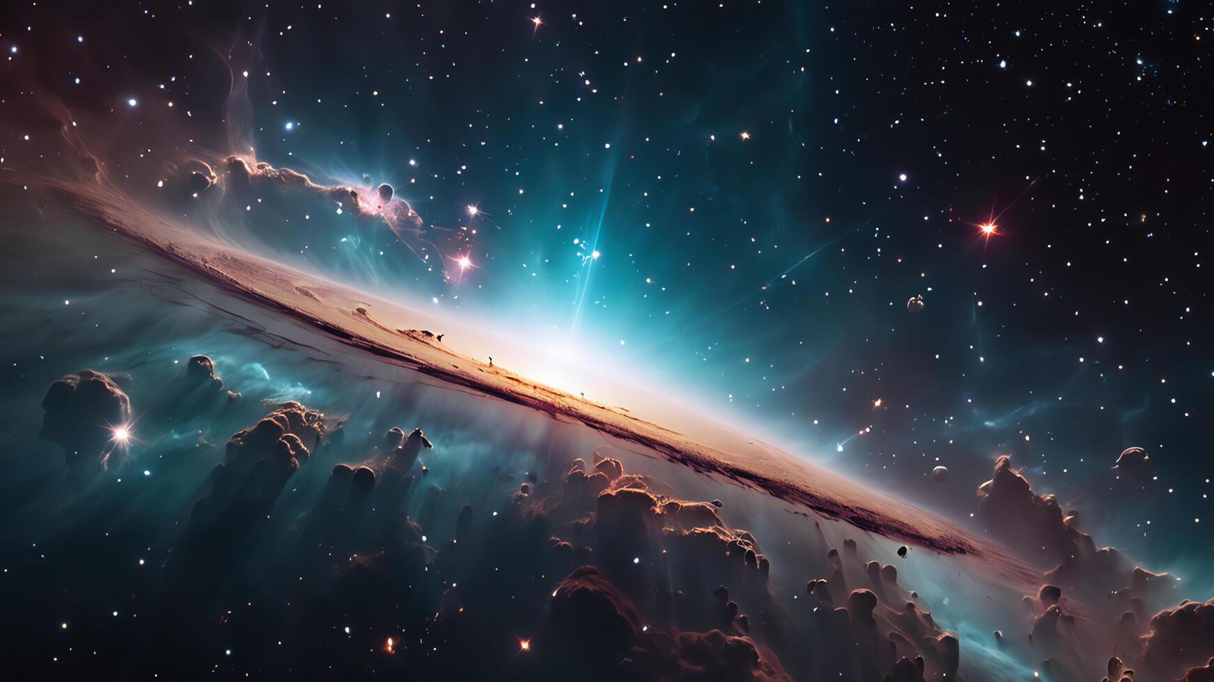 colorful and glowing nebula clouds, beautiful space landscape photo