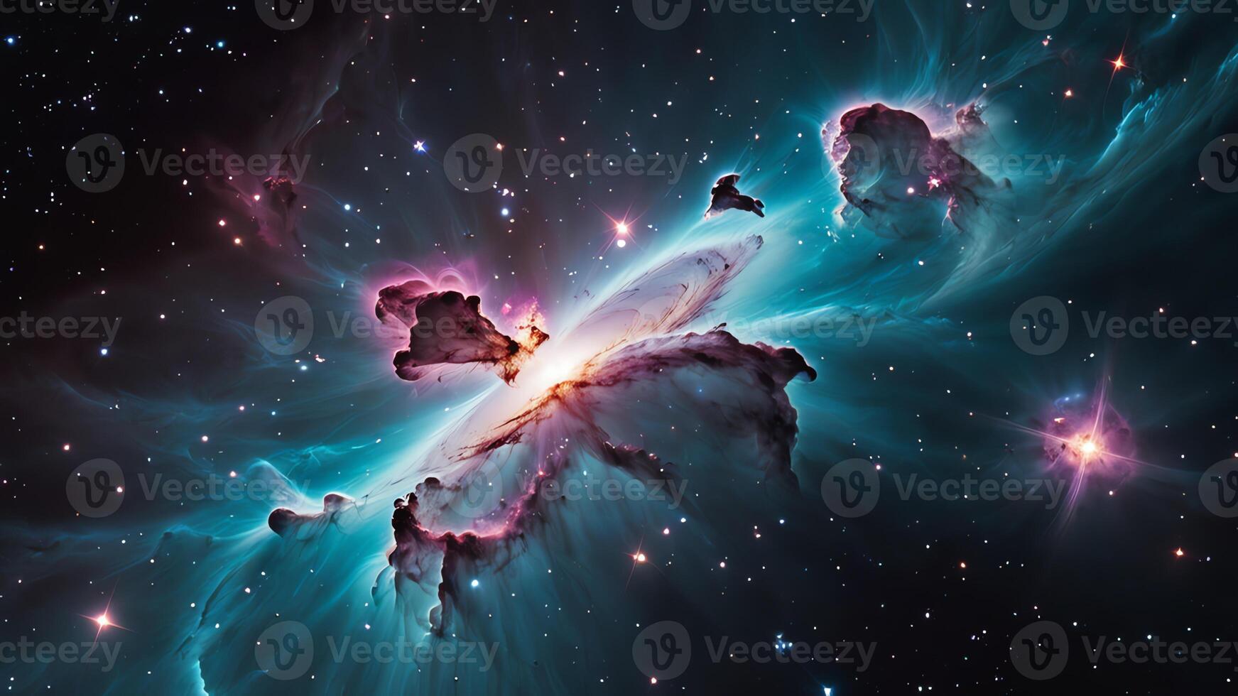 colorful and glowing nebula clouds, beautiful space landscape photo