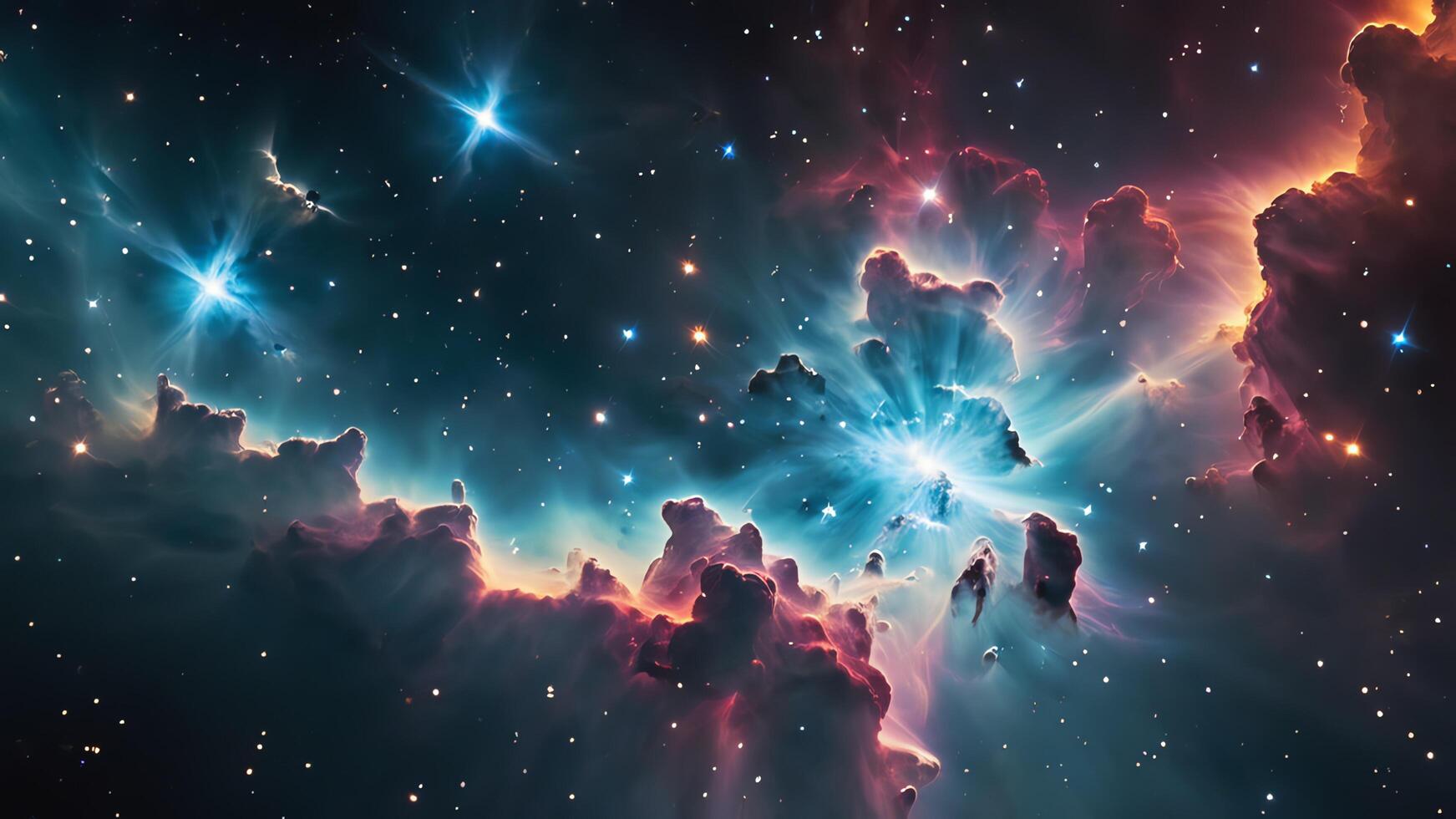 colorful and glowing nebula clouds, beautiful space landscape photo