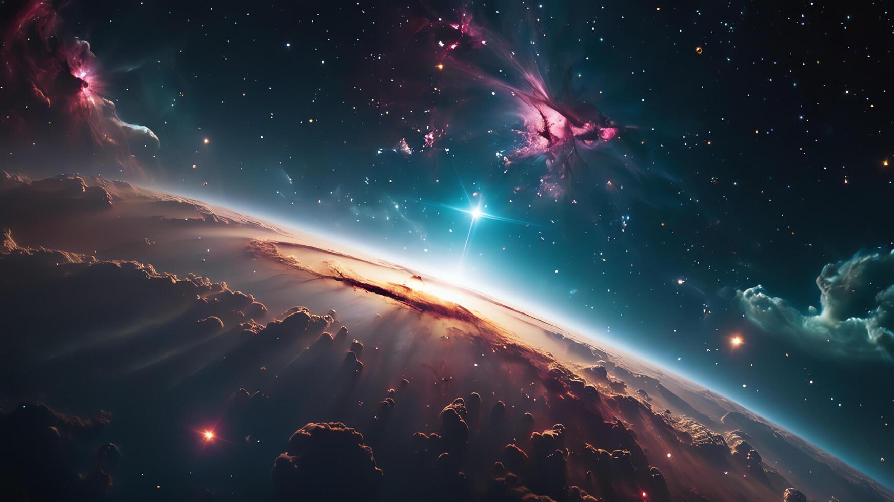 colorful and glowing nebula clouds, beautiful space landscape photo