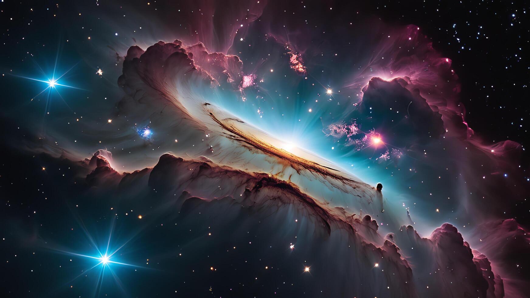 colorful and glowing nebula clouds, beautiful space landscape photo