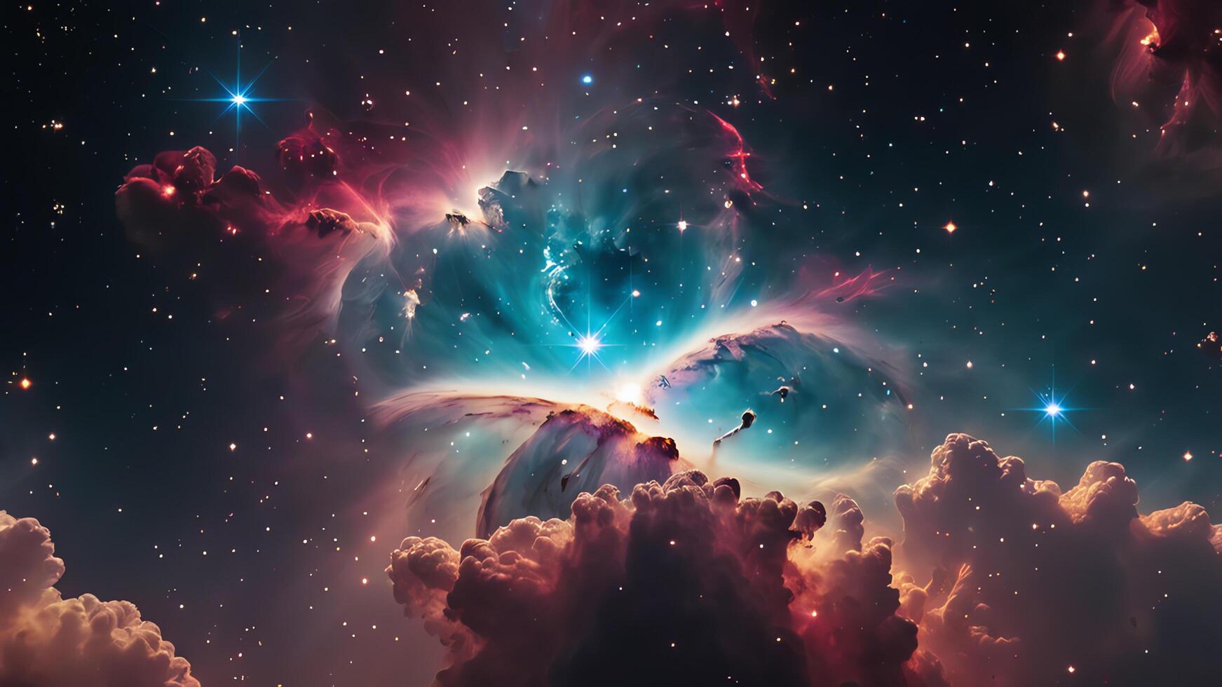 colorful and glowing nebula clouds, beautiful space landscape photo