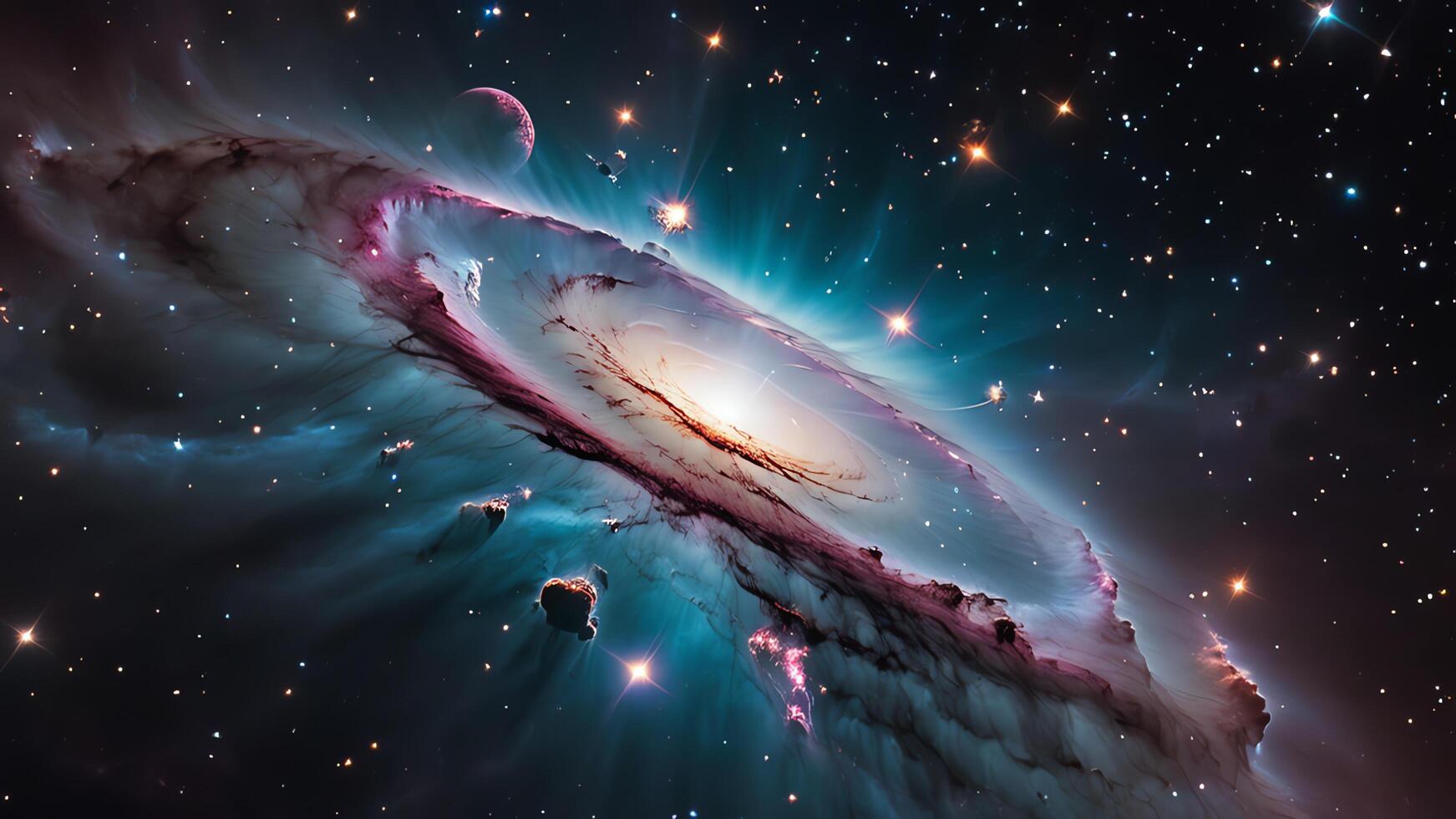 colorful and glowing nebula clouds, beautiful space landscape photo