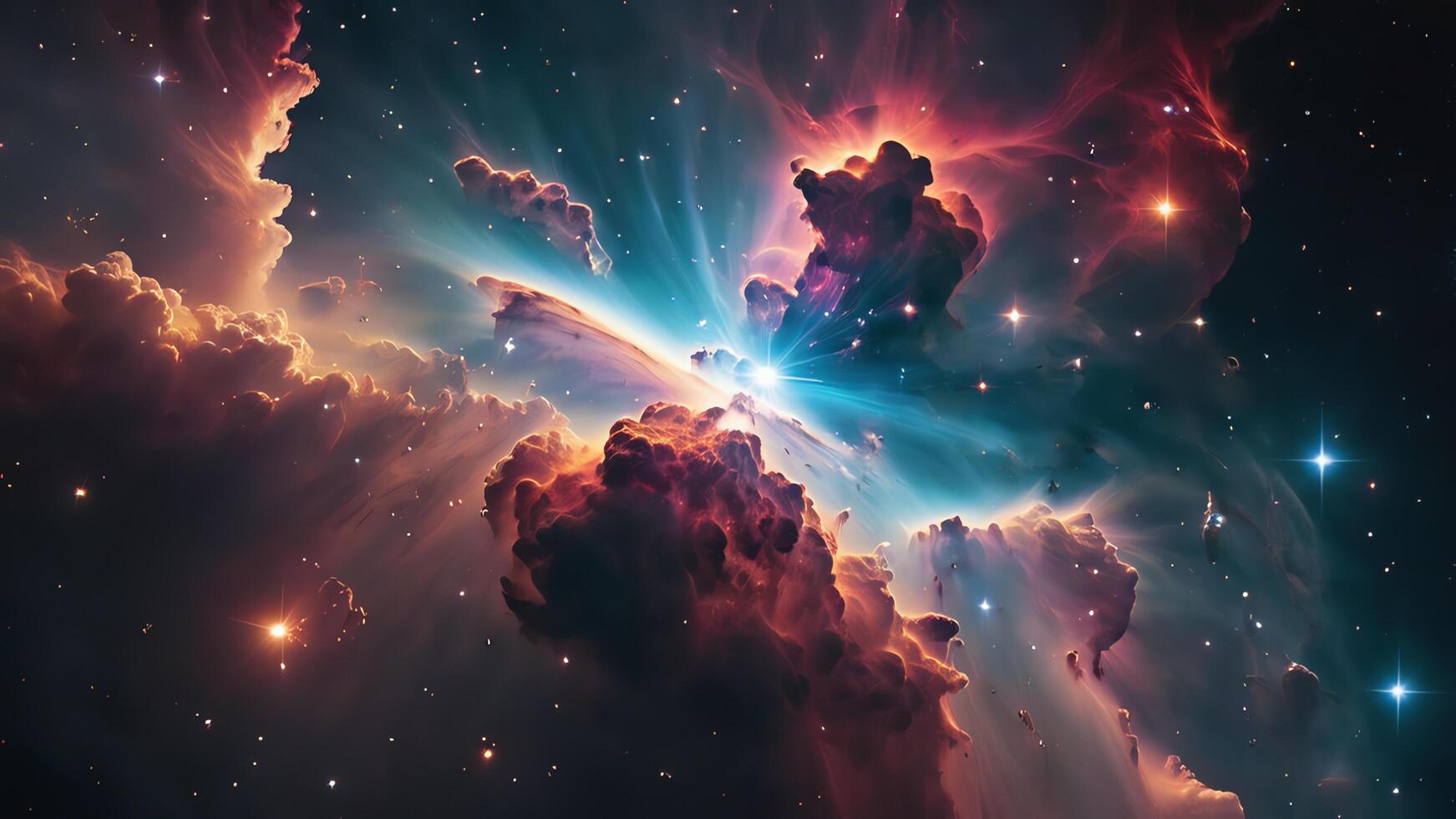 colorful and glowing nebula clouds, beautiful space landscape photo