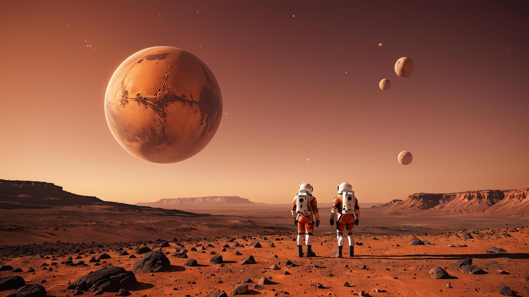 astronaut landscape on planet mars photo