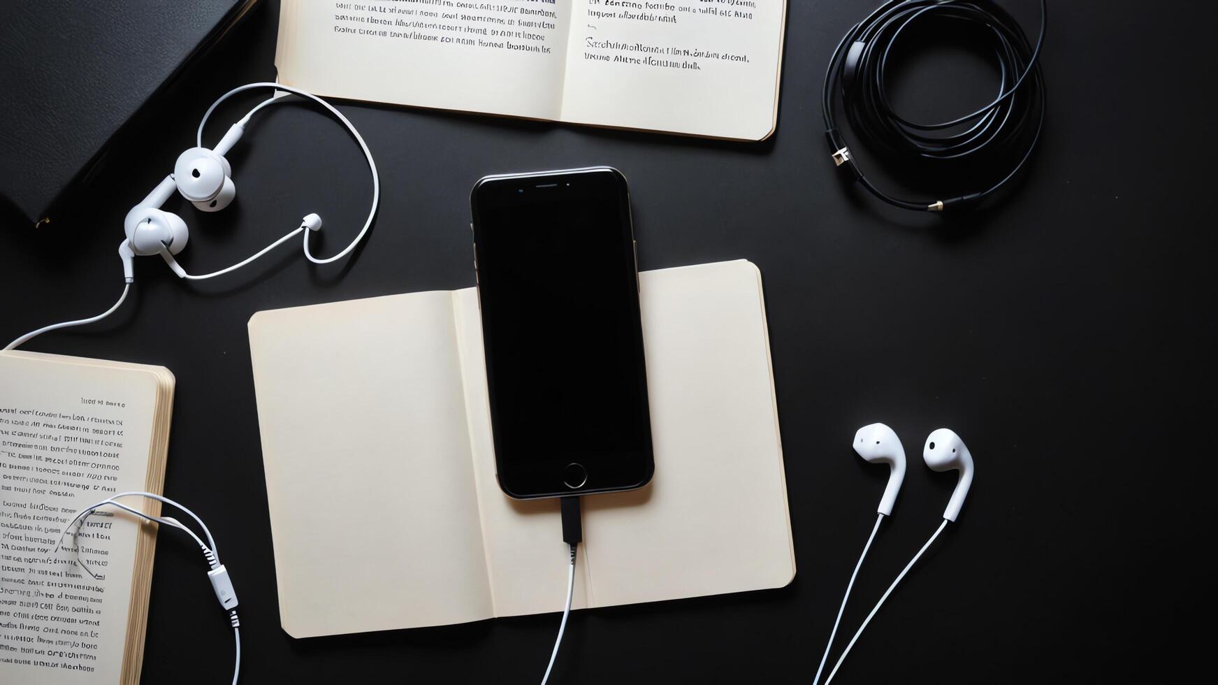 items on black table, background design of random objects on table photo
