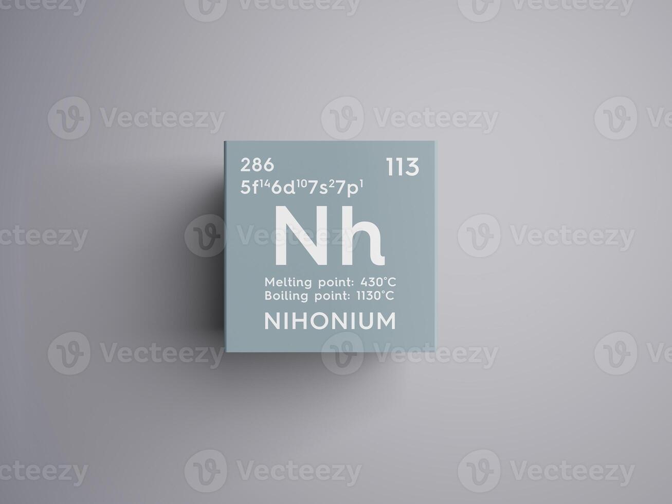 Nihonium. Post-transition metals. Chemical Element of Mendeleev's Periodic Table. 3D illustration. photo