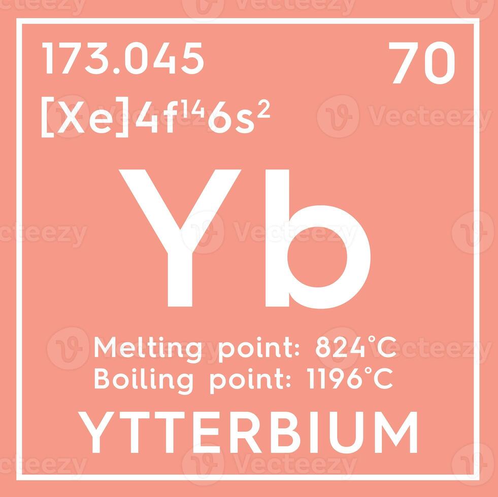 Ytterbium. Lanthanoids. Chemical Element of Mendeleev's Periodic Table. 3D illustration. photo