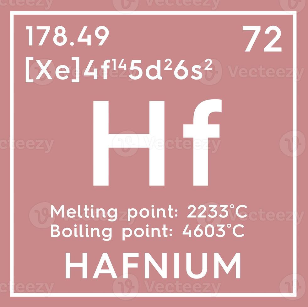 Hafnium. Transition metals. Chemical Element of Mendeleev's Periodic Table. 3D illustration. photo