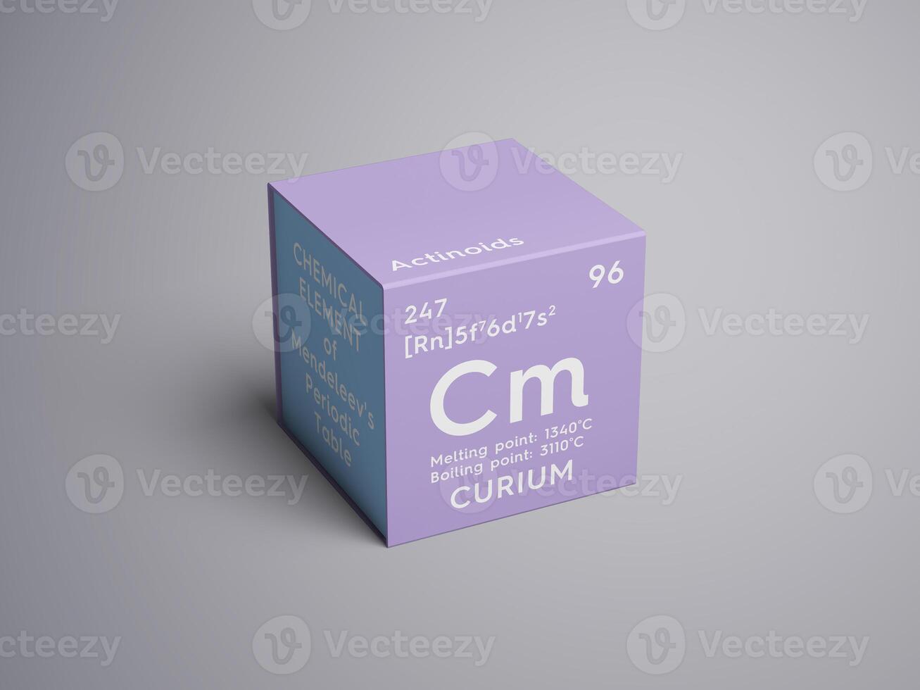 Curium. Actinoids. Chemical Element of Mendeleev's Periodic Table. 3D illustration. photo