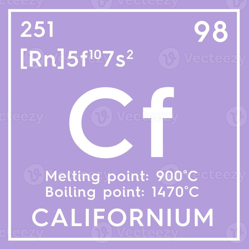 Californium. Actinoids. Chemical Element of Mendeleev's Periodic Table. 3D illustration. photo