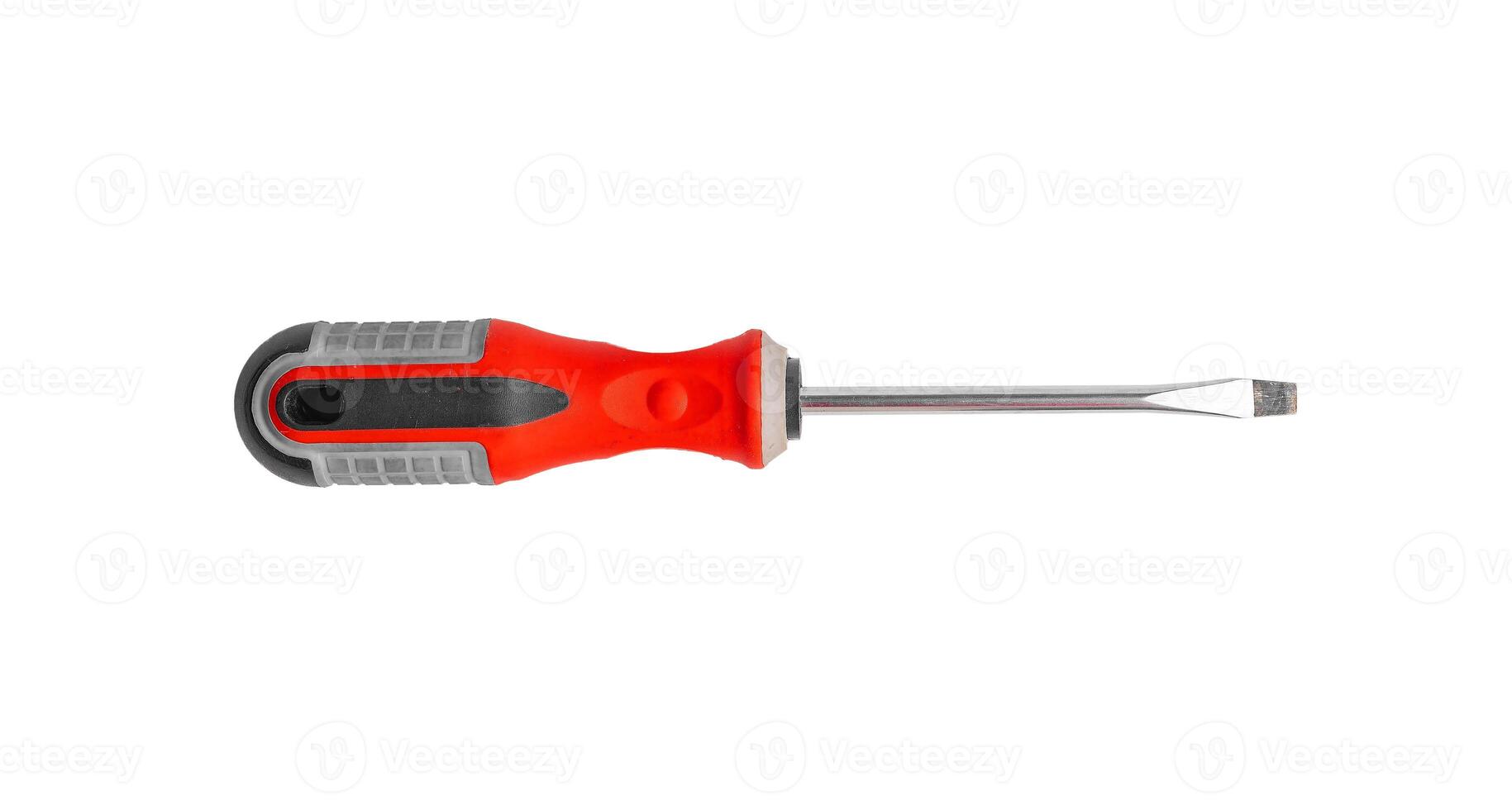 Isolated screwdriver on white background, tool with handle and head. Equipment for carpenter, photo