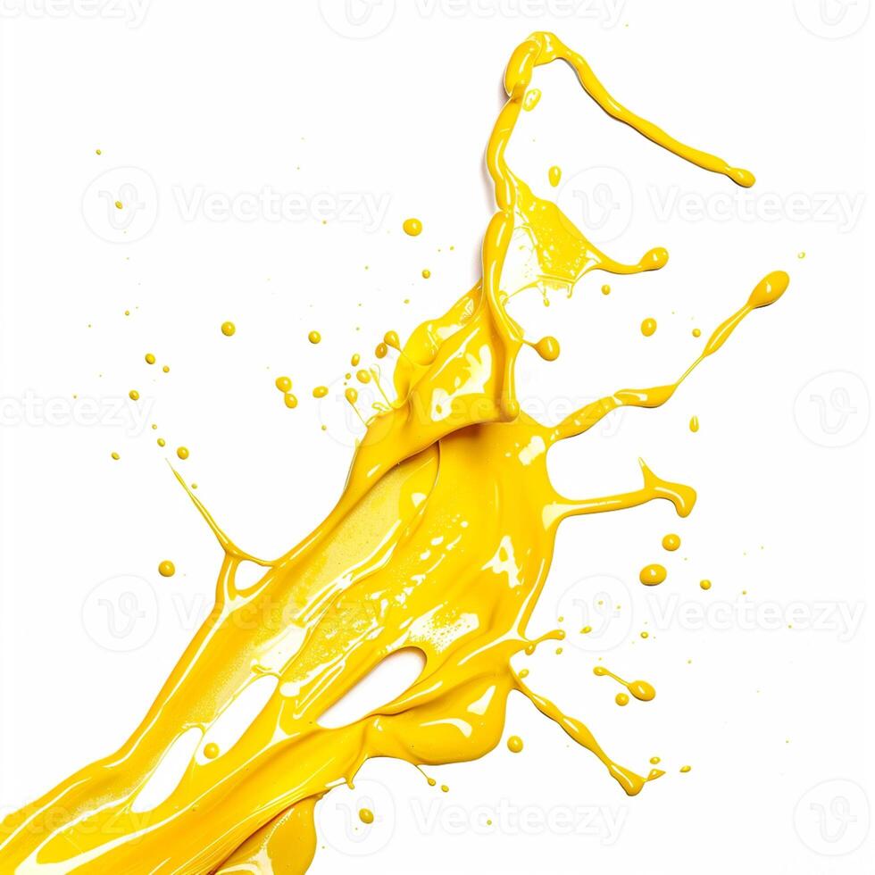 Yellow varnish on a white background, wet drop. Isolate - splashes of nail polish.Interesting and unusual strokes. photo