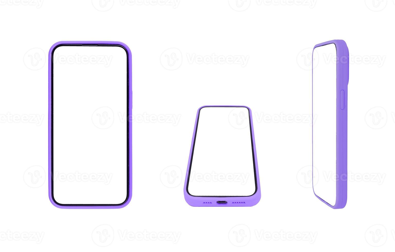 Phone mockup with white screen, case design. Modern smartphone, clear empty frame, technology for photo