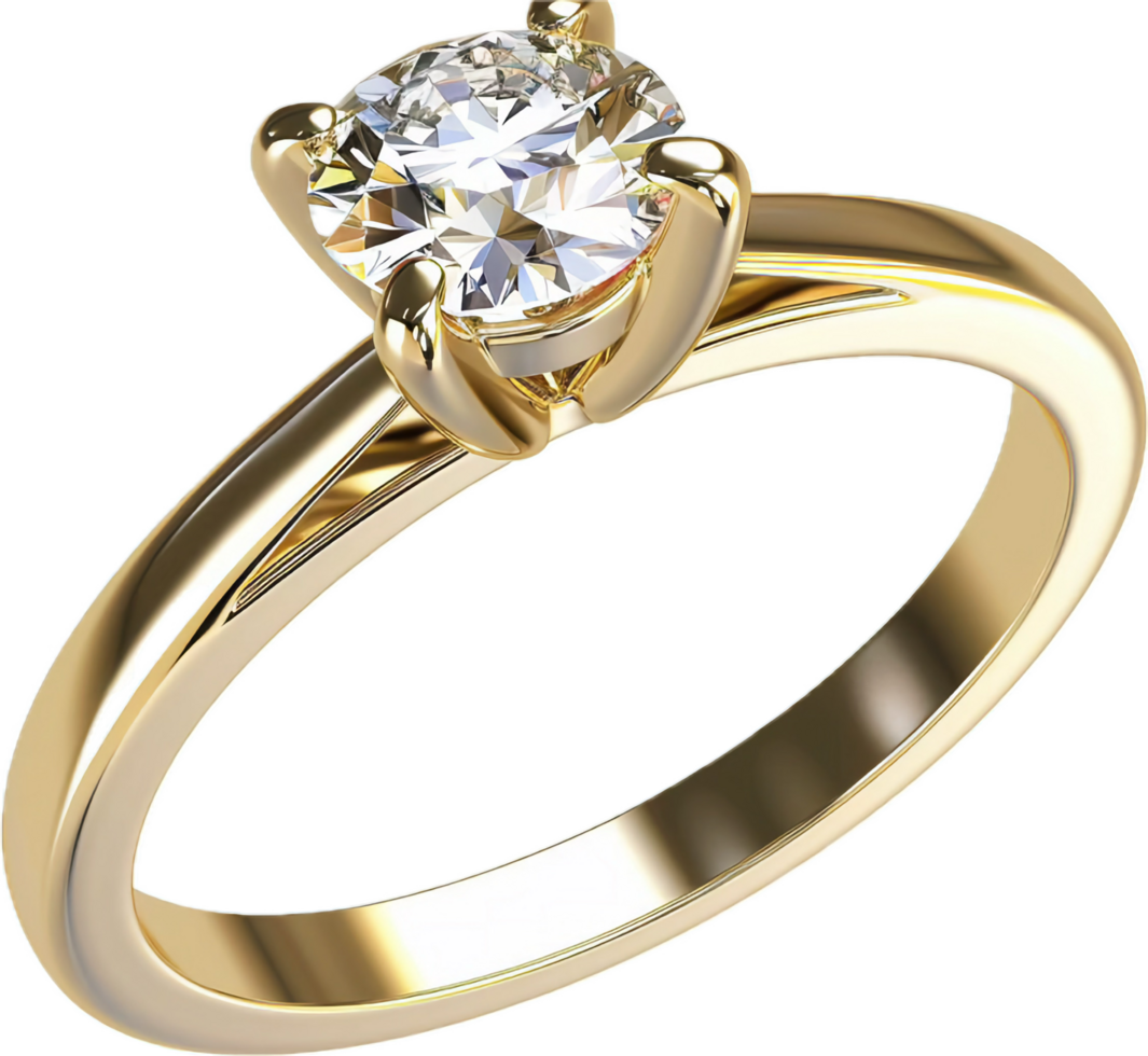 Gold Engagement Ring with Diamond Solitaire. png