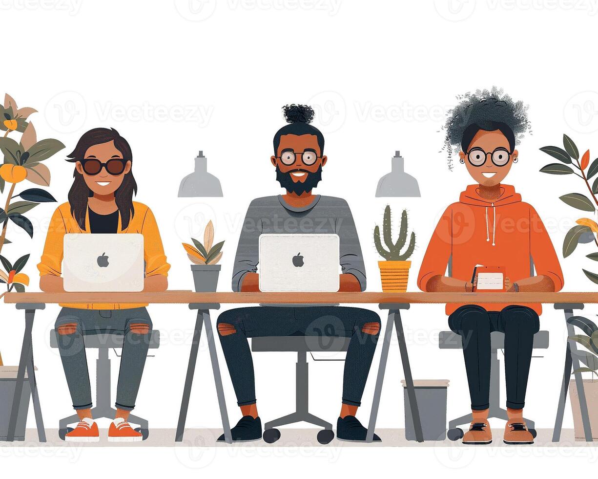 A diverse group of colleagues working on a group project. photo