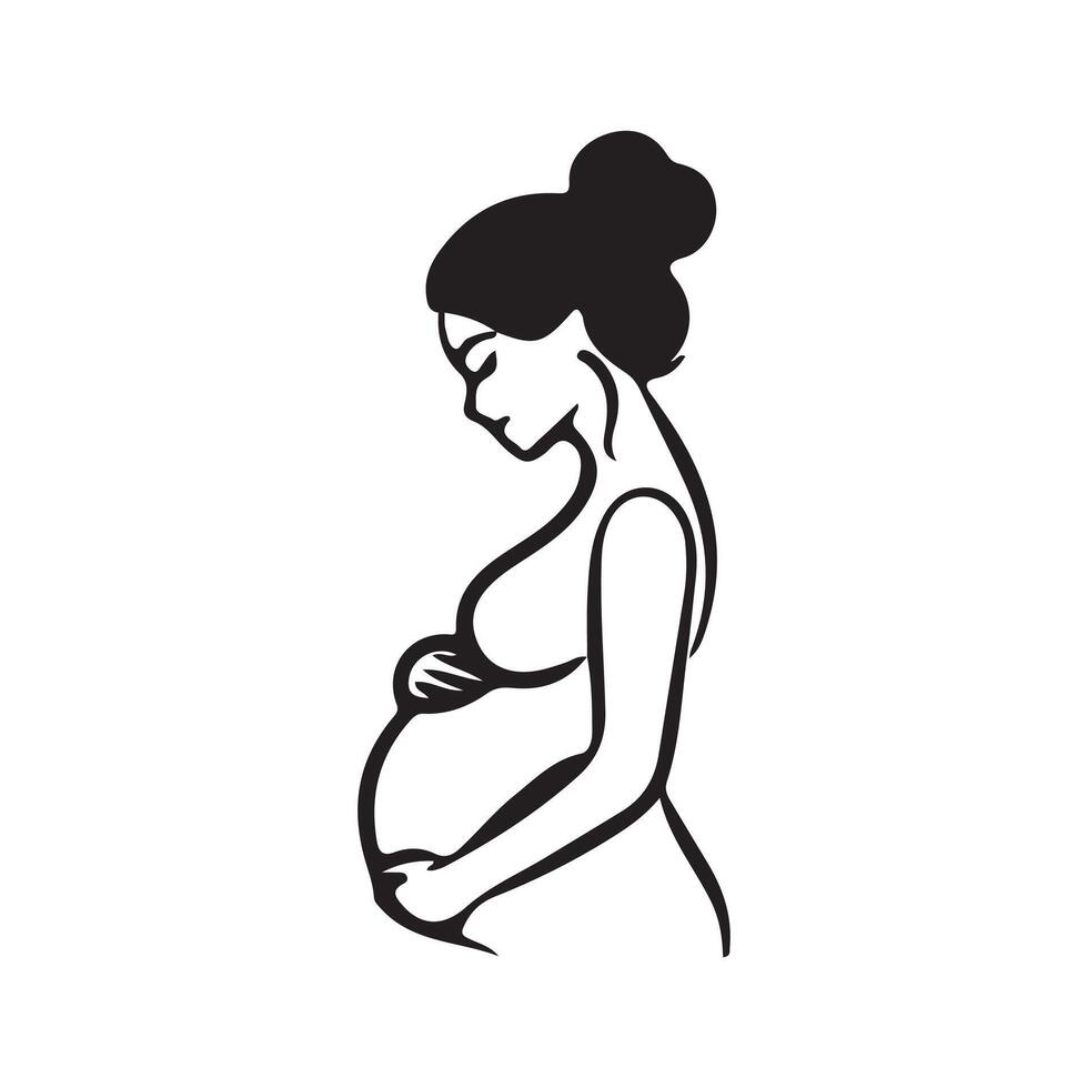 Continuous line drawing of pregnant woman. International mother's day minimalist design hand drawn line art isolated on white background. Happy Mother's Day theme. Line art pregnant woman, vector