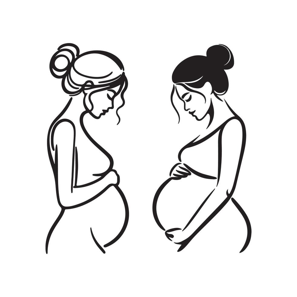 Continuous line drawing of pregnant woman. International mother's day minimalist design hand drawn line art isolated on white background. Happy Mother's Day theme. Line art pregnant woman, vector